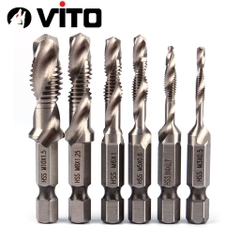 Bộ 6 Mũi Taro VITO Chân Lục Giác Tạo Ren Doa Âm Mũ Vít M3-M10 Phủ Titanium