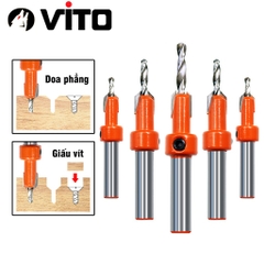 Mũi Khoan Doa Âm Vít Gỗ Vuông Góc 2 Tầng VITO Thép HSS 4341