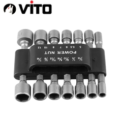 Bộ 14 Khẩu Tuýp Vặn Ốc VITO Lục Giác Gắn Máy Khoan 14 Đầu Vít Bắn Tôn