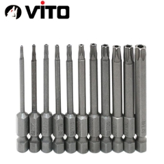 Bộ Mũi Vít Hoa Thị Có Lỗ Chân Lục Giác VITO Thép S2 Nhiều Kích Thước