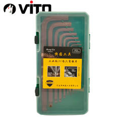 Hộp Lục Giác Vặn Tay Chữ L 2 Đầu Lục Giác, Lục Giác Bi 9 Cây VITO Thép S2 Mạ Crôm Độ Cứng Cao