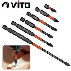 Mũi Bắn Vít Đầu PH2 Bake Chữ Thập VITO Từ Tính Cao, Chân Lục Giác Ngắn 6.35mm