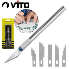 Bộ Dao Trổ, Chạm Khắc Giấy Gỗ Mỏng Làm Đồ Nghề Thủ Công Đa Năng VITO 7 Chi Tiết (6 Lưỡi + 1 Thân)