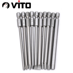 Set 10 Mũi Vít Hỗn Hợp (Bake, Lục Giác, 2 Cạnh) VITO Dài 100mm Thép S2 Chắc Chắn
