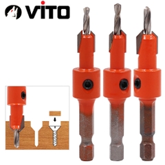 Mũi Khoan Doa Âm Vít Gỗ Chân Lục Giác Vuông Góc 2 Tầng VITO Thép HSS 4341