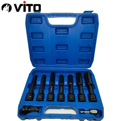 Hộp 9 Chi Tiết (7 Khẩu + 2 Đầu Nối) Ống Khẩu Bulong 8-19mm Dài 120mm Chân 1/2 Inch VITO Thép CR-V