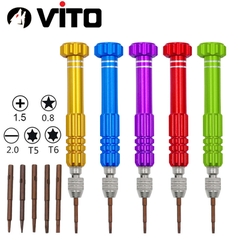 Bộ Tua Vít Sửa Chữa Điện Thoại, Điện Tử 6 Chi Tiết (1 Thân + 5 Mũi Vít) VITO Hợp Kim Chắc Chắn