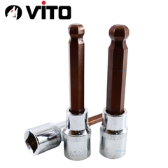 Mũi Vít Lục Giác Có Bi Chân Bulong 1/2 VITO Dài 100mm Gắn Máy Siết Bulong, Tay Khẩu Thép CR-V