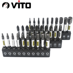 Bộ 10 Mũi Bắn Vít Dài 50mm Thép D2 Công Nghiệp Siêu Cứng VITO Từ Tính Cao Chân Lục Giác Ngắn