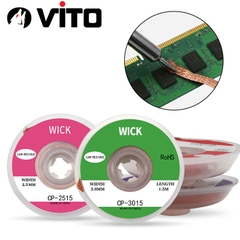 Cuộn Dây Hút Thiếc Hàn Chì Điện Tử Dài 1.5m VITO Các Kich Thước 2mm 2.5mm 3mm 3.5mm Đan Từ Sợi Dây Đồng Cáp Điện AWG