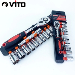 Bộ Tuýp, Bộ Khẩu Mở Ốc Bulong 12 Chi Tiết Đầu 1/2 1/4 , Cần Tự Động 1/2 Thép CR-V Cao Cấp Siêu Cứng VITO