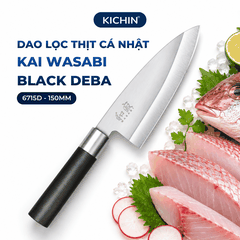 Dao Bếp lọc thịt cá Nhật Bản cao cấp KAI Wasabi Black Deba - 6715D (150mm)