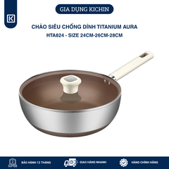 Chảo rán siêu chống dính Titanium Aura Haatz đáy 7 lớp , thành đứng, sâu lòng
