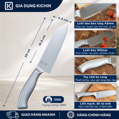 Dao thái đa năng Nhật cao cấp KAI Seki ManJu cán kim loại Santoku - 041BE0403 (165mm)