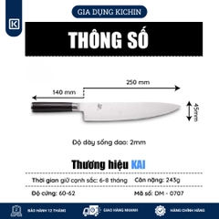 Dao bếp Nhật cao cấp Shun Classic Chef - Dao thái thịt cá thép Damascus 69 lớp DM0707 (250mm)