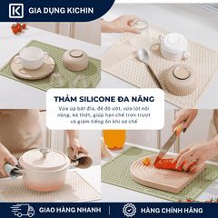 Thảm Silicone Thoát Nước Úp Bát Đĩa KICHIN Vân Giọt Nước - Chống Trượt, Ráo Nước Nhanh
