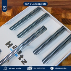 Hộp 10 đôi đũa Inox 316L cao cấp nano bạc HAATZ - Siêu bền, an toàn , đầu đũa chống trượt