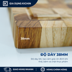 Thớt gỗ teak cao cấp KICHIN loại dày 3.8cm TKT04 - thớt tròn kích thước 38x300x300mm
