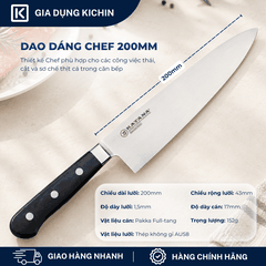Dao bếp thương hiệu cao cấp KATANA Essential Chef - Dao thái thịt cá KATA202 (200mm)