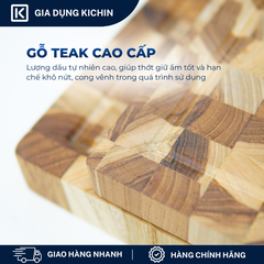 Thớt gỗ teak cao cấp KICHIN loại dày 3.8cm TKT04 - thớt tròn kích thước 38x300x300mm