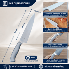 Bộ 3 Dao Bếp Cao Cấp KAI Seki Manju Cán Kim Loại - Dao Chặt, Dao Thái, Dao Gọt Hoa Quả