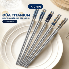 Đũa Titanium Nguyên Chất Cao Cấp KICHIN - Siêu Nhẹ, Không Nóng Tay, Bền, Chống Gỉ