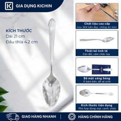 Thìa súp cao cấp inox304 thương hiệu Kichin- Ăn cơm, phở, súp sáng bóng, bền đẹp