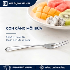 Dĩa( nĩa) cao cấp inox304 thương hiệu Kichin - Ăn trái cây, bánh ngọt, tráng miệng sáng bóng, bền đẹp