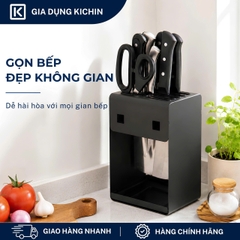Hộp cắm dao để bàn 5 rãnh thép chống gỉ cao cấp KICHIN - HC01 (12x15x23cm)