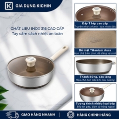 Chảo rán siêu chống dính Titanium Aura Haatz đáy 7 lớp , thành đứng, sâu lòng