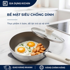 Chảo rán siêu chống dính Titanium Aura Haatz đáy 7 lớp , thành đứng, sâu lòng