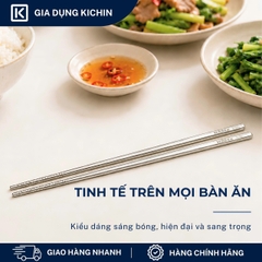 Hộp 5 đôi đũa Inox 316L cao cấp nano bạc HAATZ - Siêu bền, an toàn , đầu đũa chống trượt