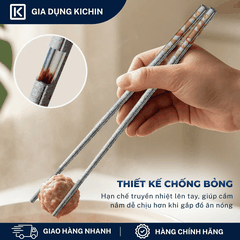Đũa Titanium Nguyên Chất Cao Cấp KICHIN - Siêu Nhẹ, Không Nóng Tay, Bền, Chống Gỉ