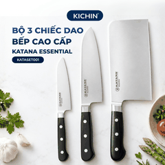 Bộ 3 chiếc dao bếp cao cấp thương hiệu KATANA Essential - Dao chặt - Dao thái - Dao gọt hoa quả - KATASET001