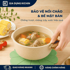 Miếng Lót Nồi Silicone Chịu Nhiệt KICHIN Hình Hoa Sen - Chống Trượt, Cách Nhiệt, Bảo Vệ Mặt Bàn