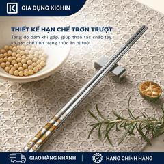Đũa Titanium Nguyên Chất Cao Cấp KICHIN - Siêu Nhẹ, Không Nóng Tay, Bền, Chống Gỉ