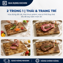Thớt gỗ teak cao cấp KICHIN loại dày 3.8cm TKT04 - thớt tròn kích thước 38x300x300mm