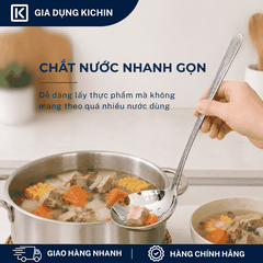 Muôi Thủng Inox 304 Cao Cấp KICHIN - Cán Vân Ánh Bạc Sang Trọng, Chống Gỉ KMT-BAC-02