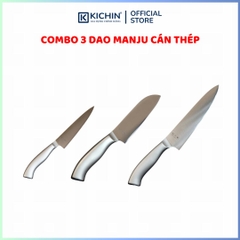 Bộ 3 dao Nhật cao cấp KAI Seki ManJu cán kim loại - Thái thịt cá - Thái đa năng - Gọt hoa quả MANJUHK-SET3