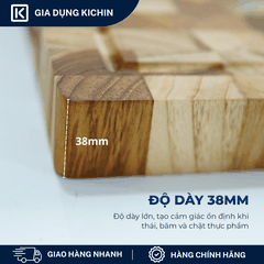 Thớt gỗ teak cao cấp KATANA cỡ vừa dày 3.8cm KT04 - thớt hình chữ nhật kích thước 38x250x350mm