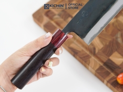 Dao Nhật Thủ Công Cao Cấp Motokane Nakiri Thép Super Aogami Chuôi Gỗ Đàn Hương Đỏ - 165mm