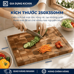 Thớt gỗ teak cao cấp KATANA cỡ vừa dày 2.5cm KT01 - thớt hình chữ nhật kích thước 25x250x350mm