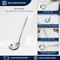 Muôi Múc Canh Inox 304 Cao Cấp KICHIN - Cán Vân Ánh Bạc Sang Trọng, Chống Gỉ KMC-BAC-02