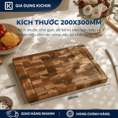 Thớt gỗ teak cao cấp KATANA loại dày 2.5cm size KT00 - thớt hình chữ nhật kích thước 25x200x300mm