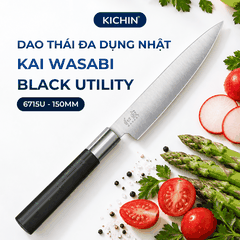 Dao thái đa dụng Nhật Bản cao cấp KAI Wasabi Black Utility - 6715U (150mm)