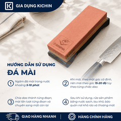 Đá mài dao Naniwa thương hiệu KATANA 2 viên độ mịn trung và cao #1000/#3000 (185x65x30mm) - NKP-1000/3000C đế kèm hộp đựng bảo quản