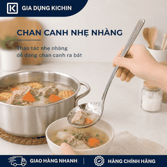 Muôi Múc Canh Inox 304 Cao Cấp KICHIN - Cán Vân Ánh Bạc Sang Trọng, Chống Gỉ KMC-BAC-02