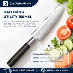 Dao thái đa dụng Nhật Bản cao cấp KAI Wasabi Black Utility - 6715U (150mm)
