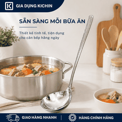 Muôi Múc Canh Inox 304 Cao Cấp KICHIN - Cán Vân Ánh Bạc Sang Trọng, Chống Gỉ KMC-BAC-02
