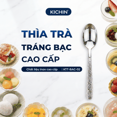 Combo 3 Dĩa Hoa Quả Inox 304 Cao Cấp KICHIN - Cán Vân Ánh Bạc Sang Trọng, Chống Gỉ KDHQ-BAC-02
